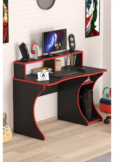 Oyuncu Masası Gamer Model Çalışma Masası Siyah-kırmızı Model Yarım Ay Model Oyuncu Masası Gamer Model Çalışma Masası Siyah-kırmızı Model Yarım Ay Model