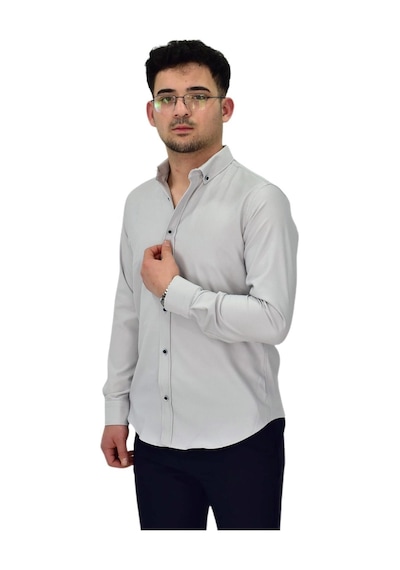 Erkek Likralı Spor Silim Fit Gömlek Bgl-st04326 Gri