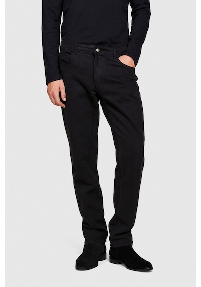 Sisley %100 Koton Slim Fit Desenli Kanvas Pantolon Erkek Siyah T-shirt - 323a4tfhse01t