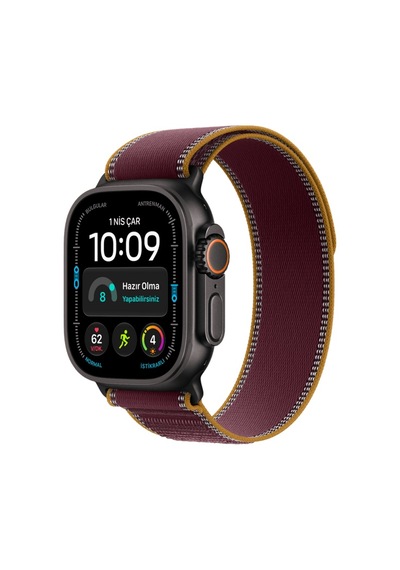 Apple Watch Ultra 4 Gps + Cellular 49MM Siyah Titanyum Kasa - Bordo Trail Kordon - S/m Akıllı Saat (Distribütör Garantili)