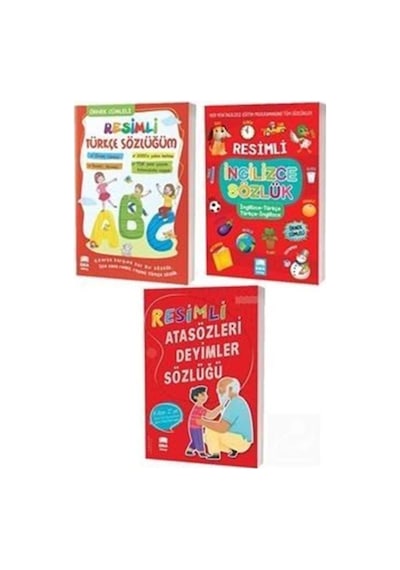Resimli Türkçe İngilizce Ve Atasözleri Deyimler Sözlükleri - 3 Kitap Set Tdk Uyumlu