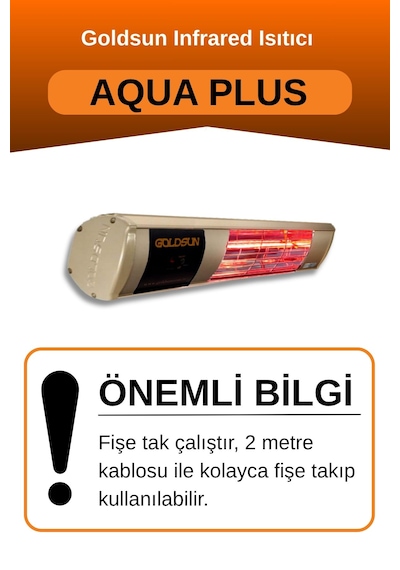 Aqua Plus 2000 Watt Gsa20p Kumandalı Suya Dayanıklı Elektrikli İnfrared Isıtıcı-bej