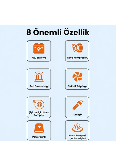 22000mah Akü Takviye Cihazı Hava Kompresörü Powerbank 5in1 Jump Starter