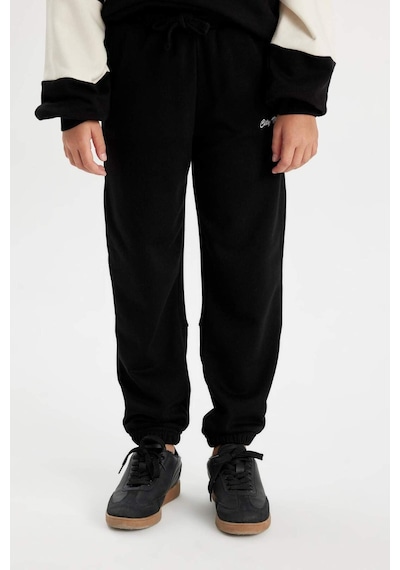 DeFacto Kız Çocuk Baskılı Beli Paçası Lastikli Cepli Siyah Jogger Eşofman Altı D0732A824AUBK81 Siyah