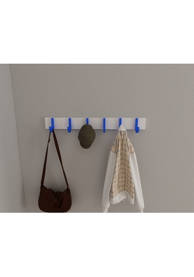 Hepsi3boyutlu Modern Duvar & Kapı Baston Askılık - 6 Adet Mavi J Askılık - Model No : 6 Mavi