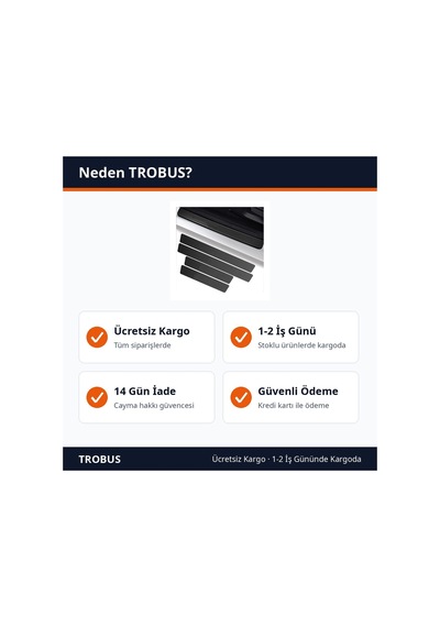 Trobus Araç Kapı Eşiği Koruma Bandı Karbon Fiber Görünümlü Deri 4'lü Yapışkanlı Siyah