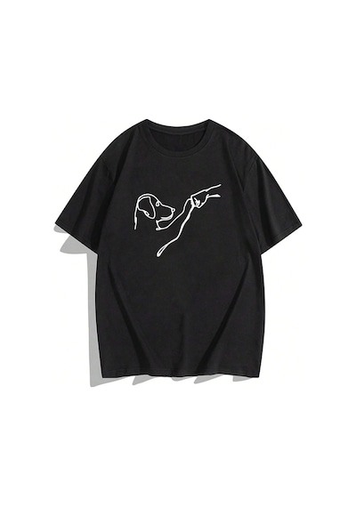 Can Dostum Köpeğim Temalı Unisex Oversize Tshirt Siyah