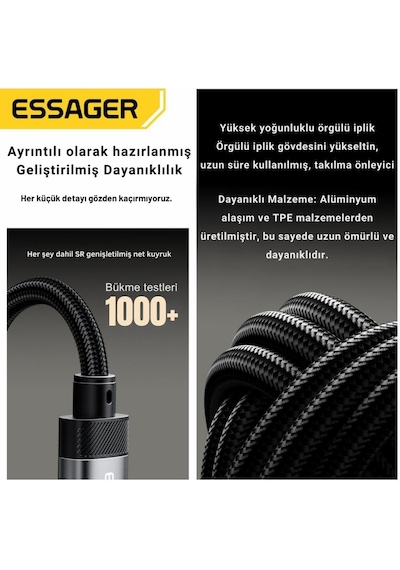 Essager Type-c To 3.5mm Aux Dönüştürücü Type-c To 3.5mm Kulaklık Dönüştürücü Ses Dönüştürücü Kablo