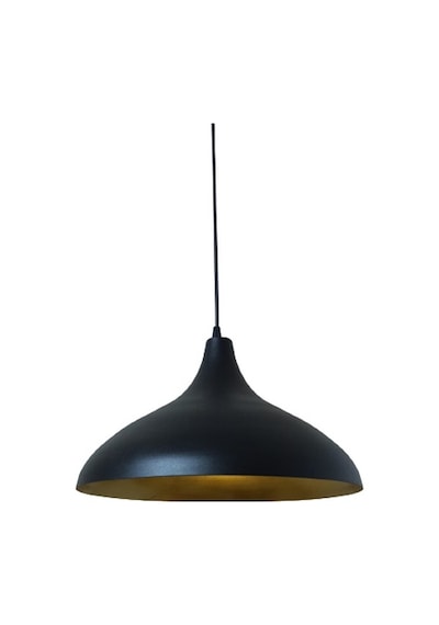 Dylight Retro Metal Dekoratif Rustik Kafe Mutfak Aydınlatma Siyah İçi Gold Sarkıt Avize Çap:35 Cm Siyah