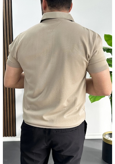 Erkek Çizgi Desenli Polo Yaka Vizon Edw458 Vizon