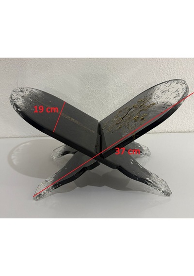 Siyah Renk Çiçekli Ve Yazı Motifli Epoksi Reçine Rahle Özel Tasarım - Tek Üretim - 37x19 Cm