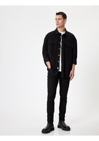 Koton Standart Bel Skinny Fit Kot Pantolon - Michael Jean Siyah 5wam40099nd Siyah
