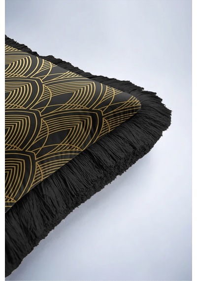 Lüks Art Deco Geometrik Desenli Saçaklı Yastık Kılıfı - Zarif Gold Siyah Püsküllü Kırlent Kılıfı Kadim Ufuk Serenat Lüks Art Deco Geometrik Desenli Saçaklı Yastık Kılıfı - Zarif Gold Siyah Püsküllü Kırlent Kılıfı Kadim Ufuk Serenat