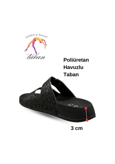 Sermoda Çift Toka Kadın Terlik - Rahat Ve Esnek Tabanlı Ayarlanabilir Bantlı Kadın Terlik Siyah