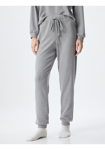 Koton Örme Jogger Pijama Altı Beli Lastikli Bağlamalı Rahat Kalıp Antrasit 5wlk40124mk Antrasit