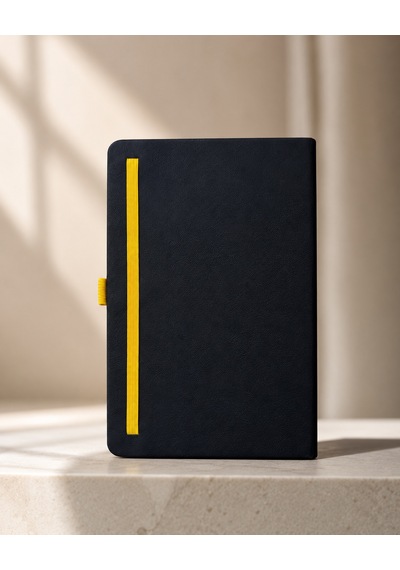 Modern Tasarım Lastikli Ajanda/defter Siyah - Sarı