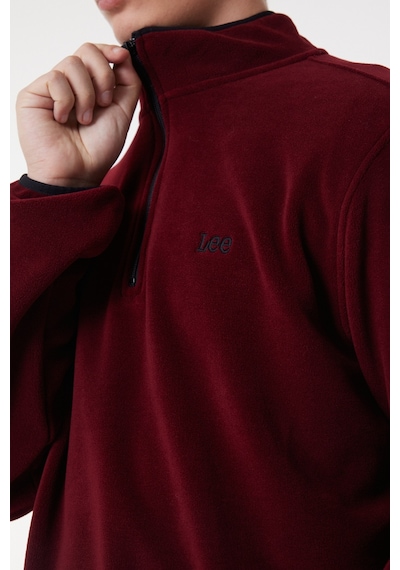 Lee Regular Fit Normal Kesim Dik Yaka Yarım Fermuarlı Bordo Polar L212208810 Bordo