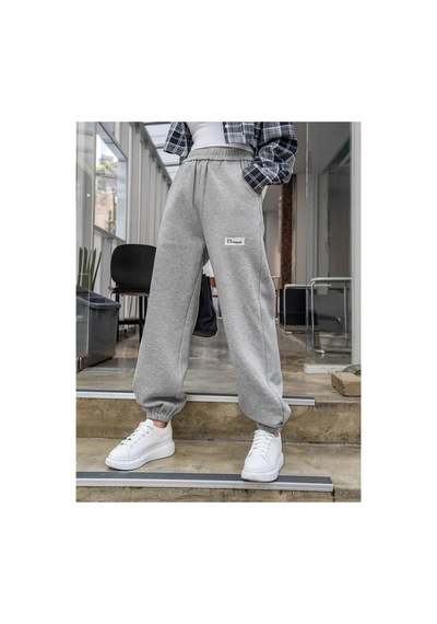Tarzsokak Dazy Slant Pocket Patch Detail Thermal Lined 4 Mevsim Eşofman Gri