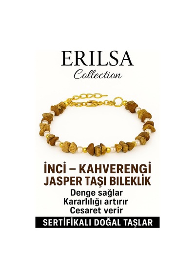 Sertifikalı Kırık Taşlı Model İnci Kahverengi Jasper Taşı Bilek Çok Renkli