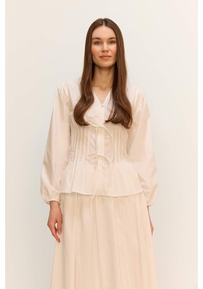 DeFacto Regular Fit V Yaka Poplin Uzun Kollu Tesettürt Bluz Tunik F2720AX25SMWT34 DeFacto Regular Fit V Yaka Poplin Uzun Kollu Tesettürt Bluz Tunik F2720AX25SMWT34