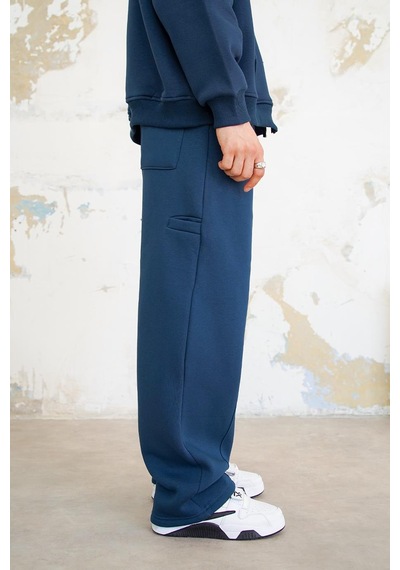 Lacivert Cozy Basic Pileli Baggy Eşofman Lacivert