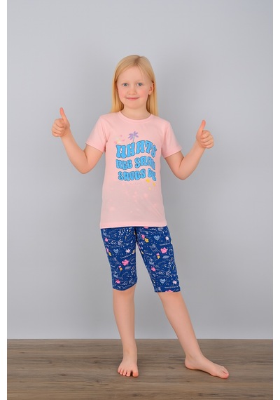 Kız Çocuk 3'lü %100 Pamuklu 1-2-3 Yaş Pijama Takımı Model:128 Çok Renkli