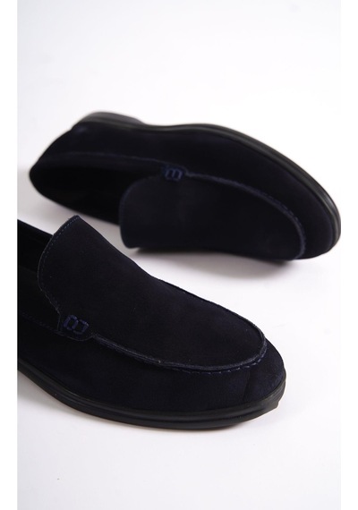 Mubiano Hakiki Deri 22103t-lcv Lacivert Nubuk Erkek Loafer Lacivert