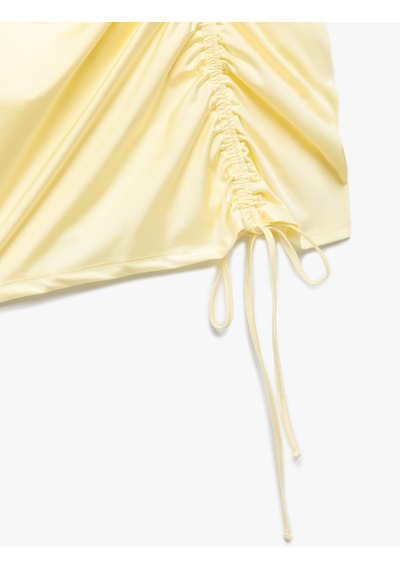 Koton Drape Detaylı Büzgülü Mini Pareo Etek Sarı 5sak70007mk Sarı