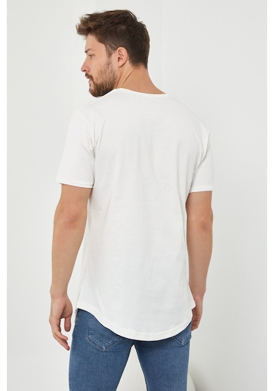 Tarz Cool Pis Yaka T-shirt Kırık Beyaz