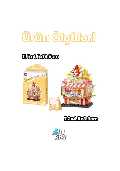 Loz Micro Block Serisi Popcorn Dükkanı 360 Parça Dekoratif Oyuncak Yapım Seti Yapı Blok Fflz-8851