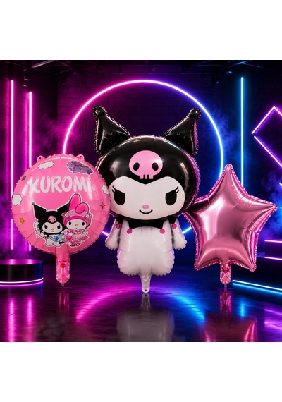 Vıp Yüksek Kalite 15 Adet Kuromi Folyo Balon Full Set Doğum Günü Kuromi Konsept Balon Kuromi Balonu Renkli