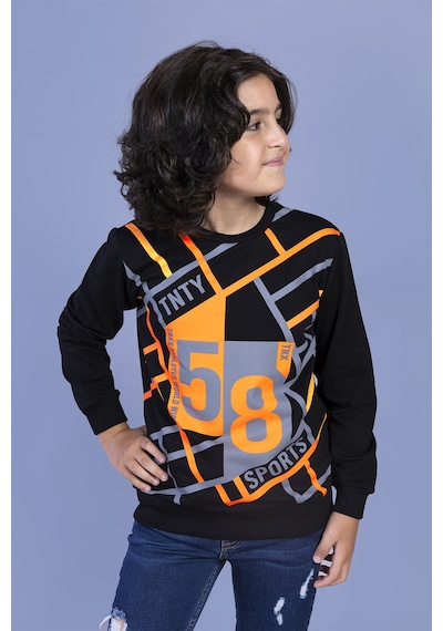 Toontoy Kids Toontoy Erkek Çocuk Baskılı Sweatshirt Gri Melanj