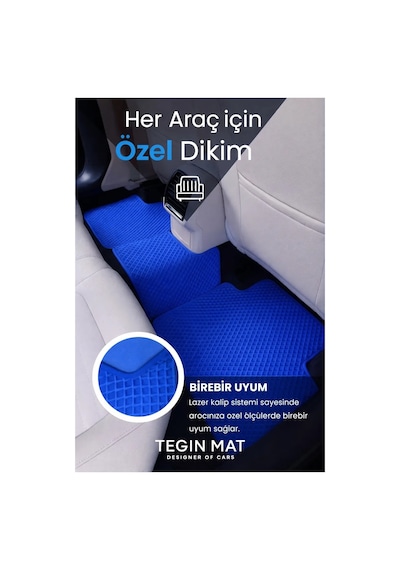 Dacia Spring 2021 2025 Essential Uyumlu Eva Oto Paspas Mavi Metal Topukluklu Tam Set