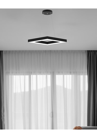 Rombo Siyah Kasa, Beyaz Işık Modern Sarkıt Led Avize Siyah