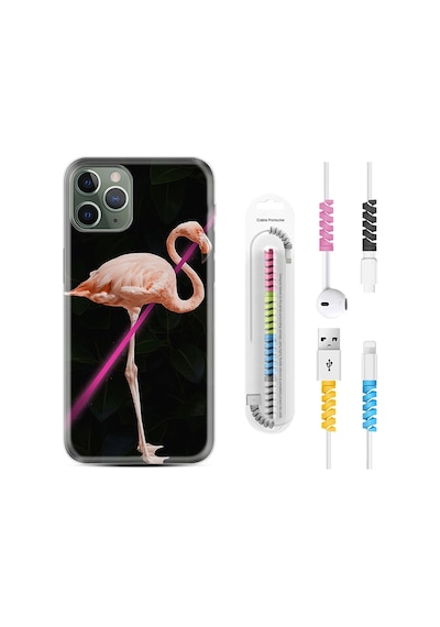 Apple Uyumlu iPhone 11 Pro Kılıf Kablo Koruyuculu Line Filamingo 1776