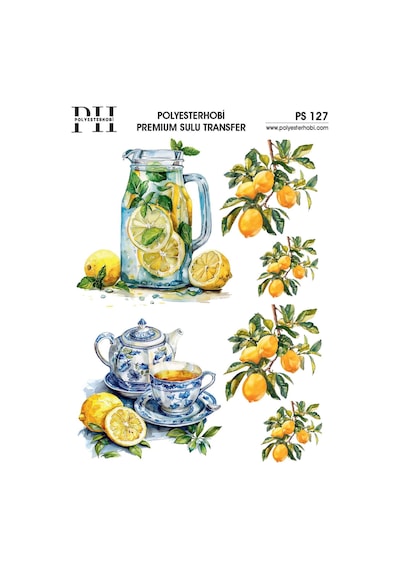 Polyesterhobi Premium Sulu Transfer 25x35 Cm Limon Desenli Ps 127
