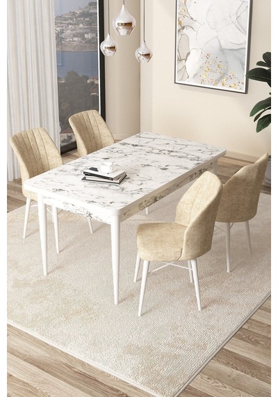 Canisa Arp Serisi 70x110 Sabit Mutfak Masası Takımı Beyaz Mermer Desen Masa 4 Krem Sandalye Masa Beyaz Mermer Desen Sandalye Krem Canisa Arp Serisi 70x110 Sabit Mutfak Masası Takımı Beyaz Mermer Desen Masa 4 Krem Sandalye Masa Beyaz Mermer Desen Sandalye Krem