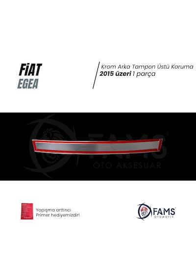 Fiat Egea Krom Arka Tampon Üstü Koruma 2015 Üzeri Yazılı Sedan P,çelik Taşlı