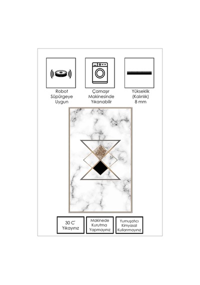 West Home Dijital Baskı Yıkanabilir Kaymaz Taban Leke Tutmaz Beyaz Mutfak Halısı Salon Halısı Ve Yolluk Wh 421 White