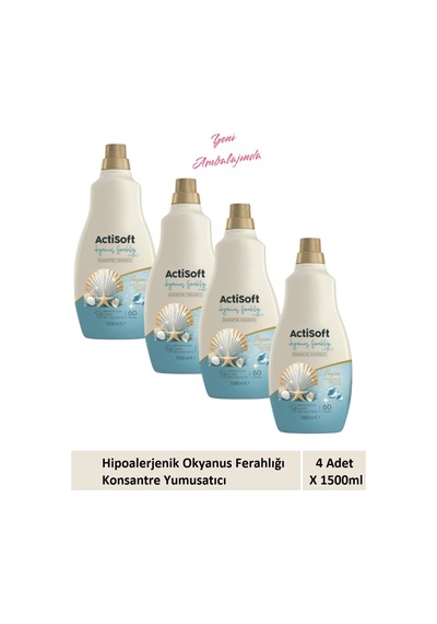 Hipoalerjenik Okyanus Ferahlığı Konsantre Çamaşır Yumuşatıcı 1500 Ml X 4 Adet 4'lü Set