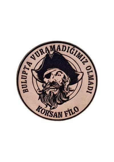 Korsan Filo- Deri Peç - Arma - Askeri Patch 8 Cm Çap Çok Renkli