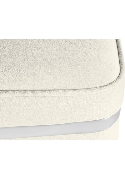 Zengo Silver Twin Line Kare Puf -beyaz Kumaş, Dekoratif Makyaj Masası Pufu-modern Style