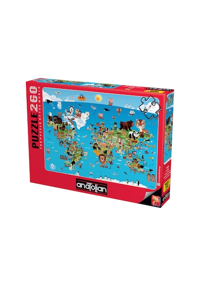 Anatolian 260 Parça xl Puzzle - Karikatür Dünya Haritası 3338
