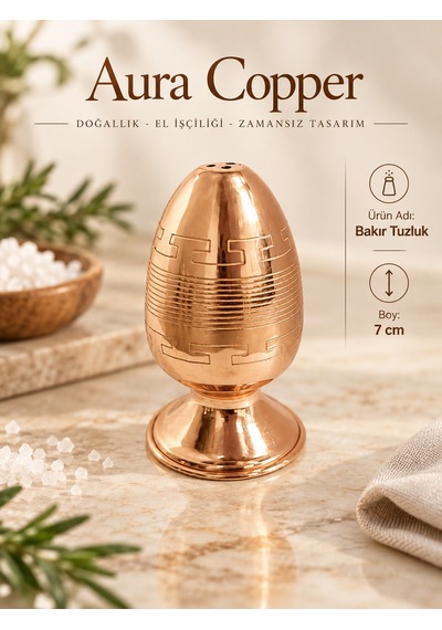 Aura Copper El İşlemeli Bakır Tuzluk Dekoratif Sofra Tuzluğu Ve Baharatlık Ac-tz-006