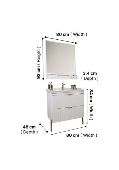 Kobos Noble 80 Cm Banyo Dolabı Seti Bianco Beyaz Kobos Noble 80 Cm Banyo Dolabı Seti Bianco Beyaz