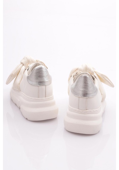 Dgn Es853 Kadin Kalin Taban Fiyonklu Sneakers Ayakkabi ES853-2007-R0198 Beyaz