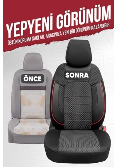 Ayrex Pam Serisi Oto Koltuk Kılıfı Siyah-kırmızı Diğer
