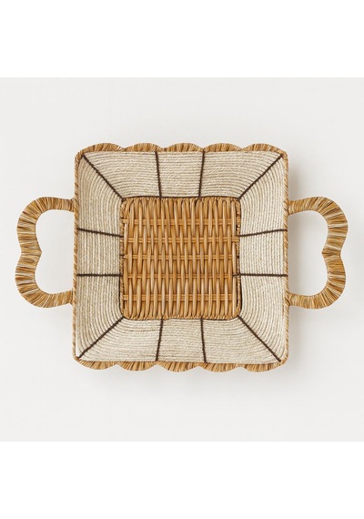Kare Hasır Ekmek Sepeti-24 Cm X 24 Cm X 7 Cm Beyaz - Kahverengi