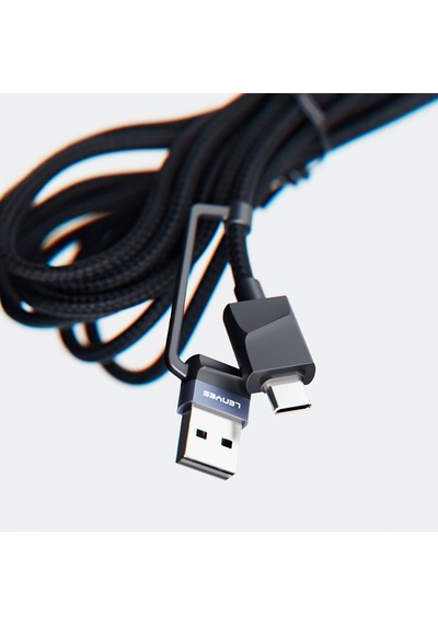 Lenyes Lc541 Usb-a + Type-c To Lightning Type-c Akıllı Saat Şarj Kablosu 60w 1m Siyah