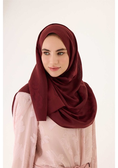 İmannooor Güneş Doğarken Bordo Shiny Jakar Şal 70x200